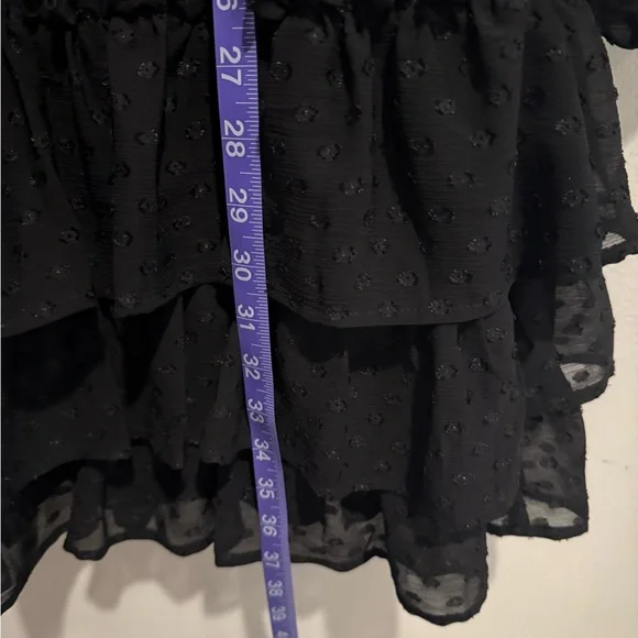 Express women's Long Sleeve Tiered Ruffle Short Black Dress 
size M - Picture 8 of 9